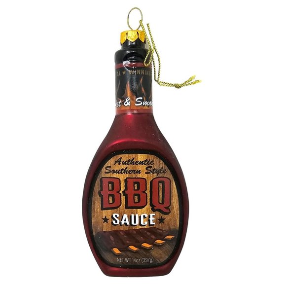 Southern Style BBQ Barbeque Sauce 5.5" Glass Bottle Ornament - Christmas Gift - Picture 3 of 3